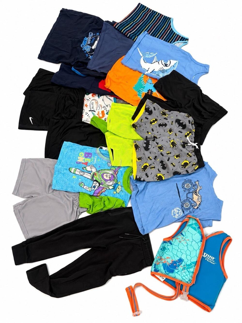 Bulk Youth Boys Clothing Lot Mixed Sizes Nike Batman Shirts Shorts Swimwear